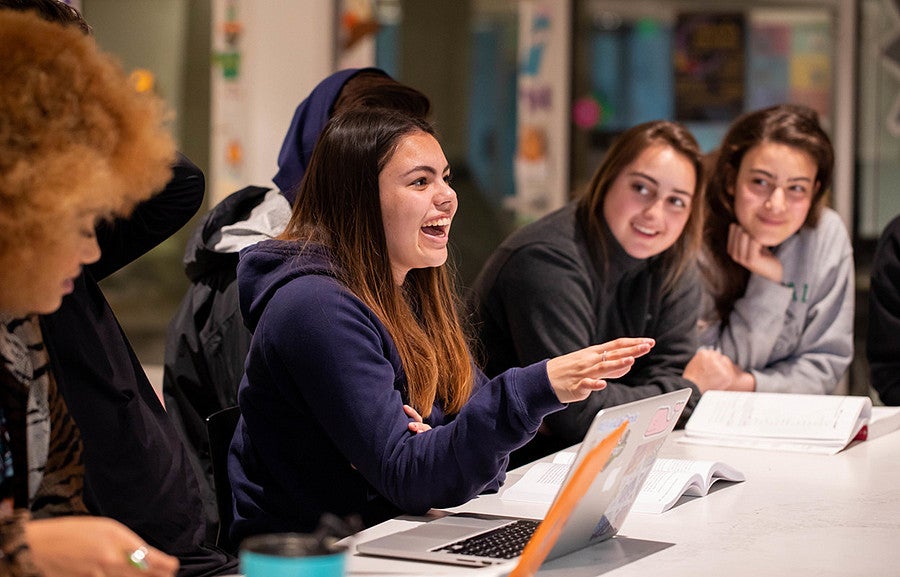 Students having a discussion